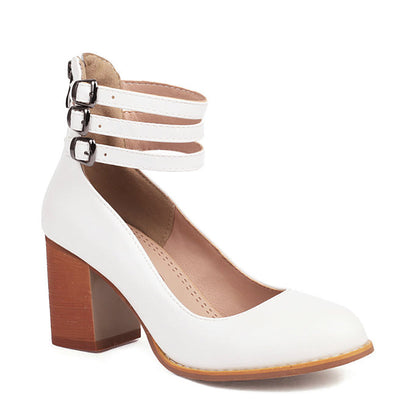 Caa™ | Glattleder-Sandalen mit Knöchelriemen und breitem Absatz