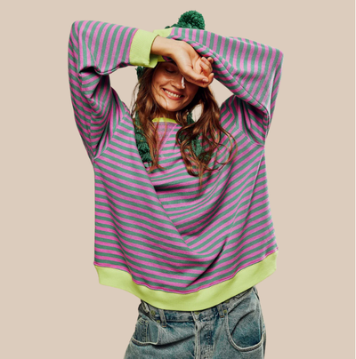 Manie - Gestreifter Oversized-Pullover