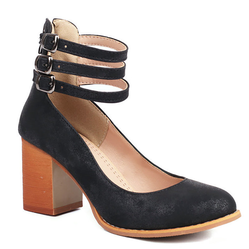 Caa™ | Glattleder-Sandalen mit Knöchelriemen und breitem Absatz