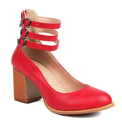Caa™ | Glattleder-Sandalen mit Knöchelriemen und breitem Absatz