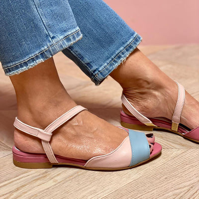 Ellela™ | Asymmetrische Pinke Sandalen mit Farbblöcken