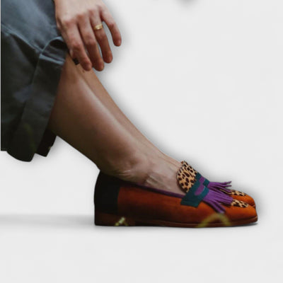 Henny | Brauner Mokassin mit Leopardenmuster