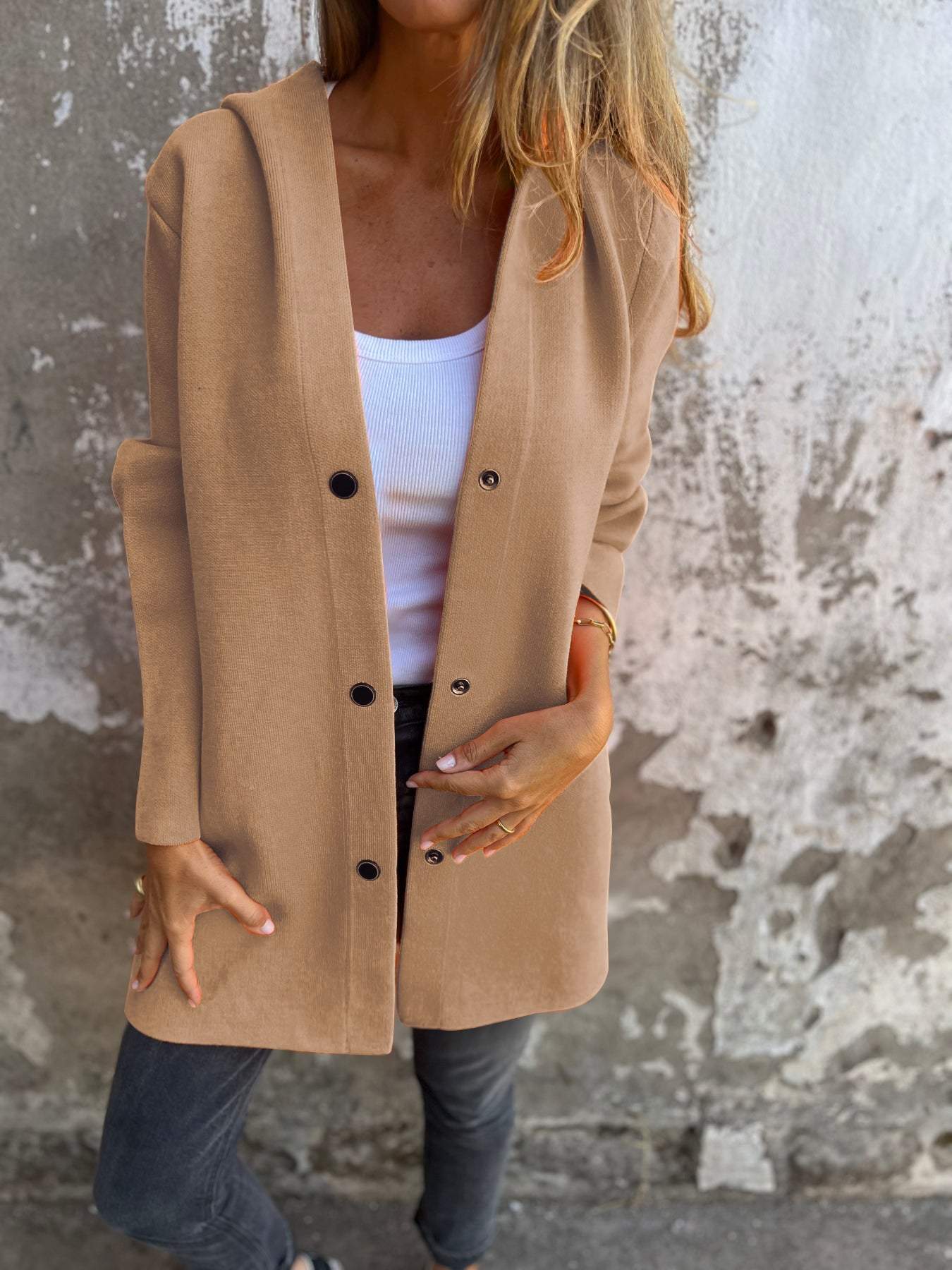 Jacqueline | Lässige Hoodie-Jacke mit Knöpfen