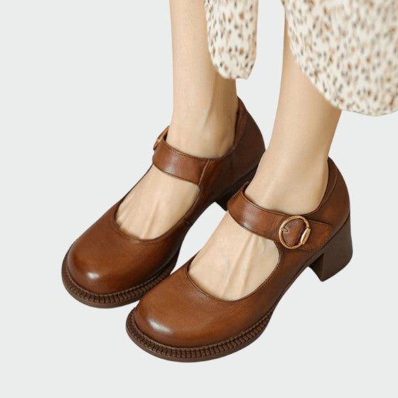Olivia - Mary Jane Schuhe mit dickem Absatz und Schnalle