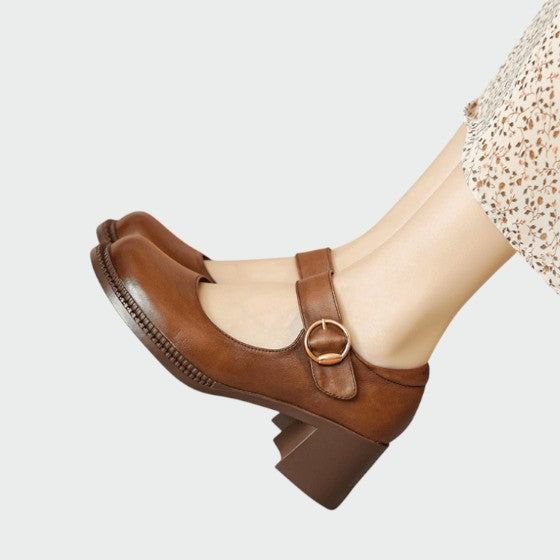 Olivia - Mary Jane Schuhe mit dickem Absatz und Schnalle