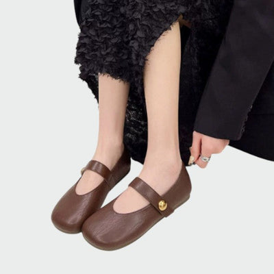 Olivia - Mary Jane Schuhe mit runder Spitze und Knopf