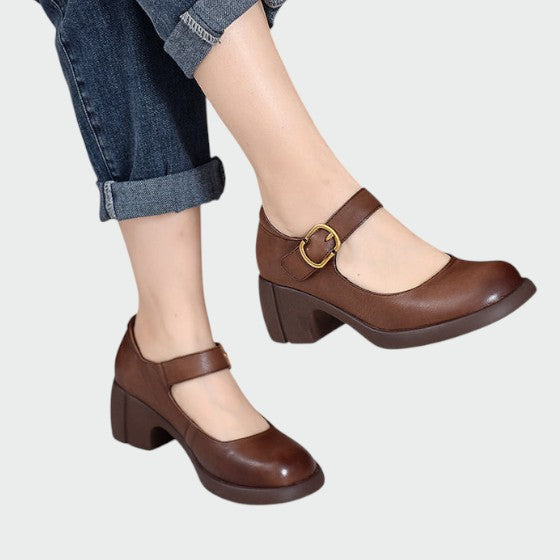 Olivia - Mary Jane Schuhe mit dickem Absatz und Schnalle