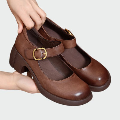 Olivia - Mary Jane Schuhe mit dickem Absatz und Schnalle