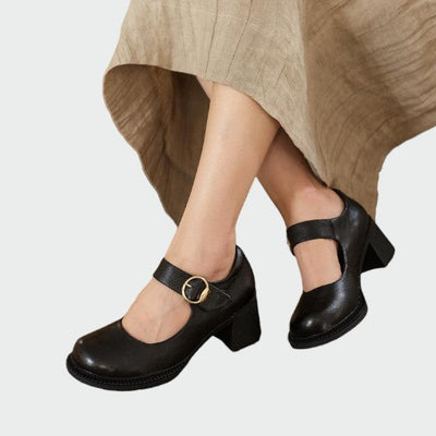 Olivia - Mary Jane Schuhe mit dickem Absatz und Schnalle