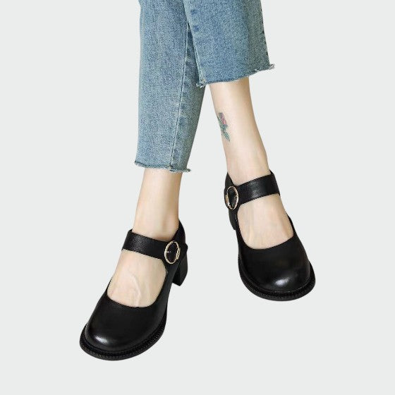 Olivia - Mary Jane Schuhe mit dickem Absatz und Schnalle