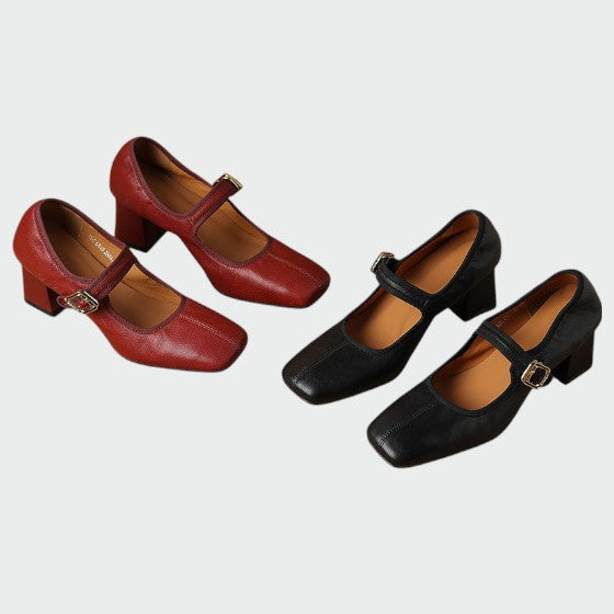 Olivia - Blockabsatz Schnallen Mary Jane Schuhe