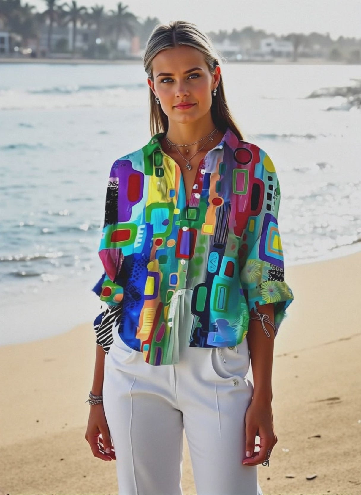 Rose™ | Elegante Bluse mit geometrischem Muster