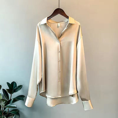Olivia - Bluse aus luxuriösem Satin mit langen Ärmeln