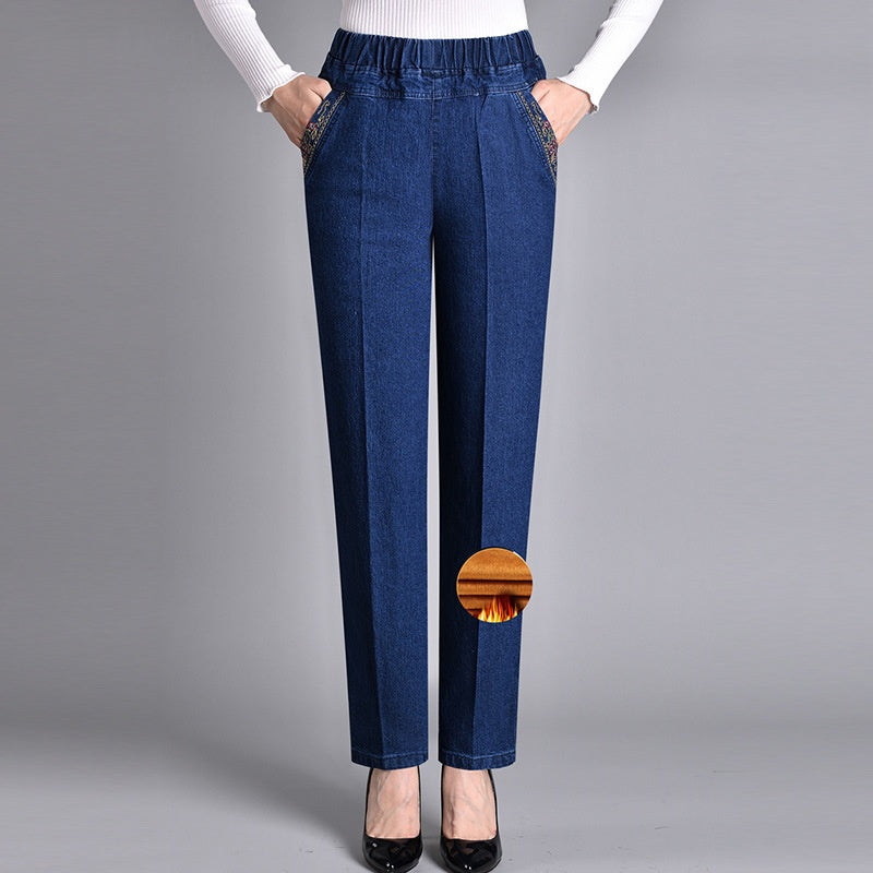 Amy® | Damenjeans mit Seitentaschen und Elastischem Bund