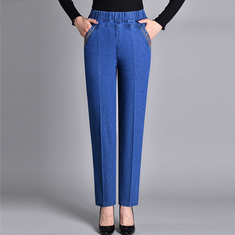 Amy® | Damenjeans mit Seitentaschen und Elastischem Bund