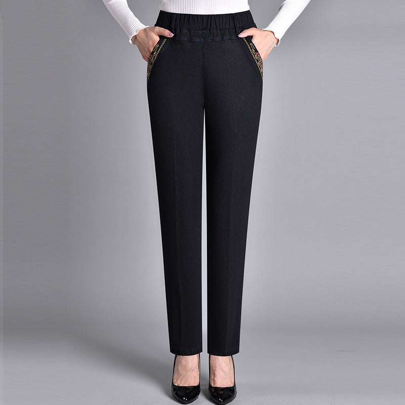 Amy® | Damenjeans mit Seitentaschen und Elastischem Bund