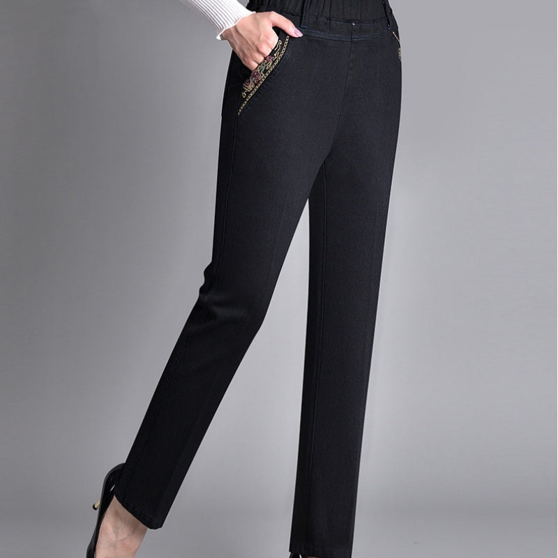 Amy® | Damenjeans mit Seitentaschen und Elastischem Bund