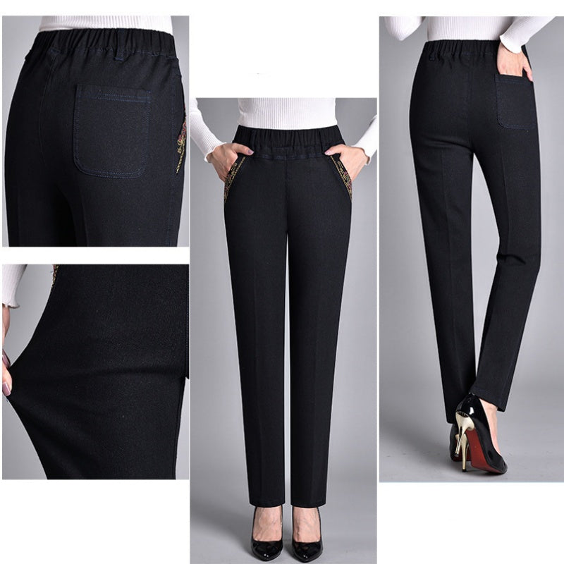 Amy® | Damenjeans mit Seitentaschen und Elastischem Bund