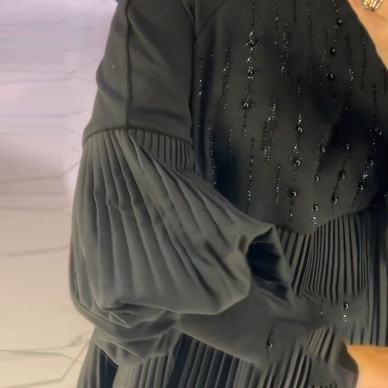 Luna™ | Elegantes Plissiertes Kleid mit Puffärmeln