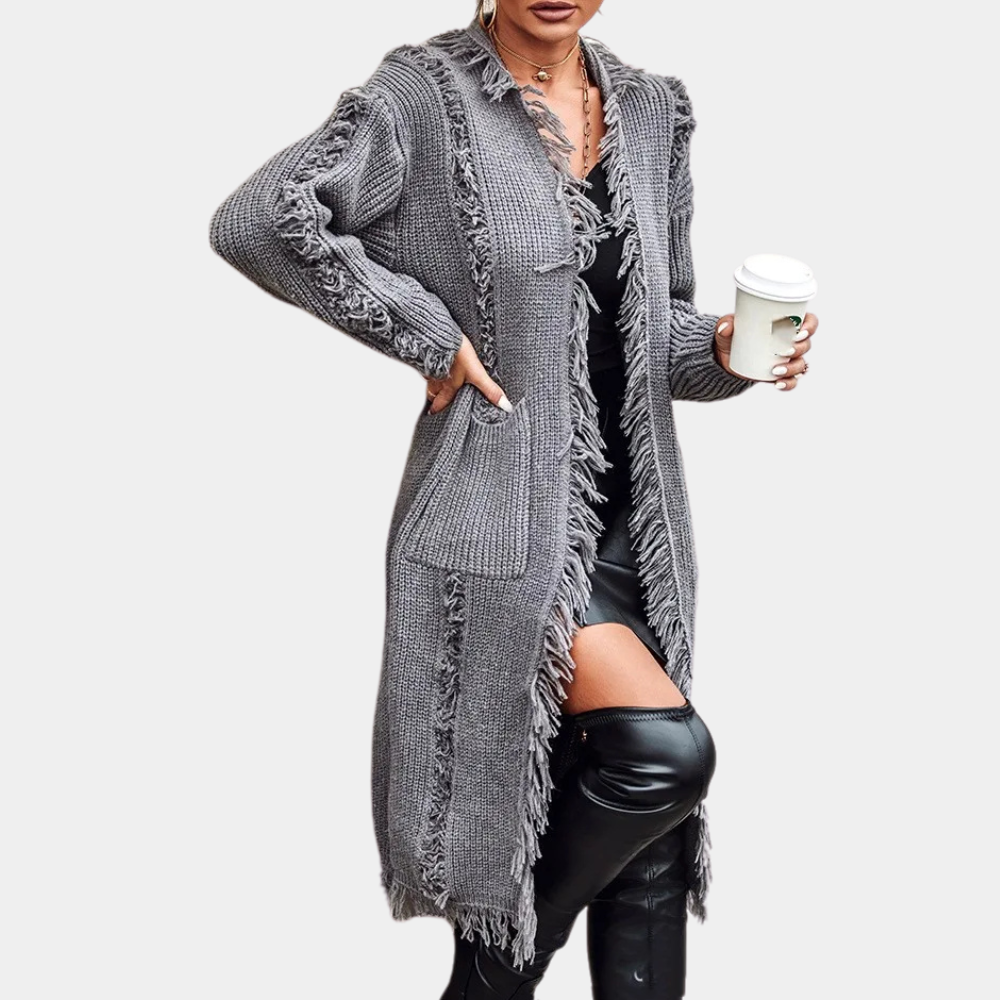 Raquela - Trendiger gestrickter langer Cardigan